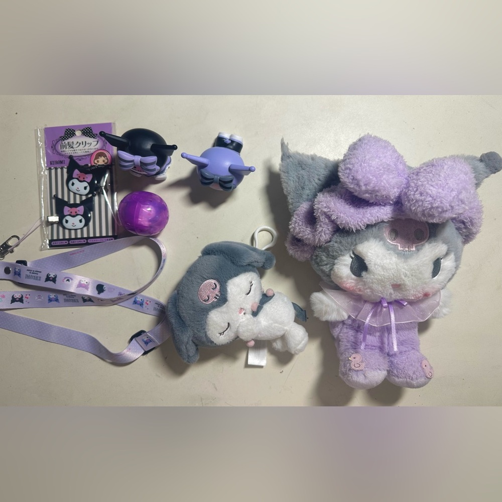 Sanrio Kuromi Goodie Bundle- lanyard, plushy, keychain, hair clip, gacha, figure